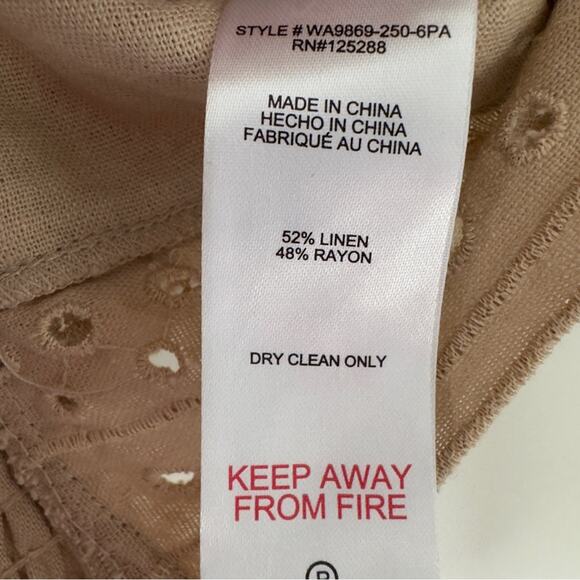 Jason Wu Linen Blend Eyelet Adjustable Spaghetti Strap Crop Top zip back tiered - Picture 11 of 12